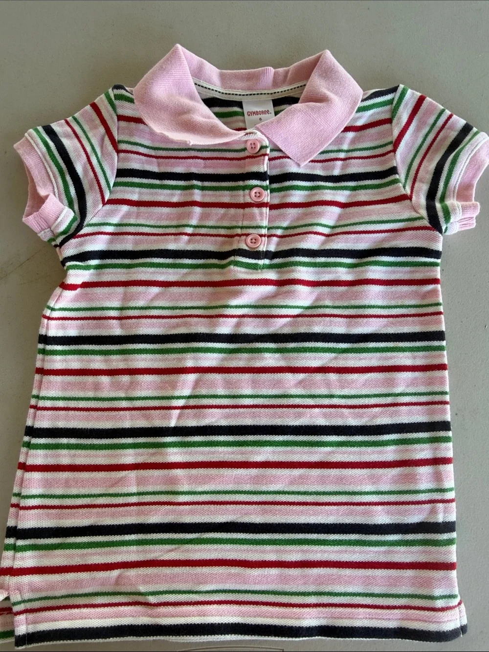 Gymboree Pink Striped Polo Top with Multicolor Stripes